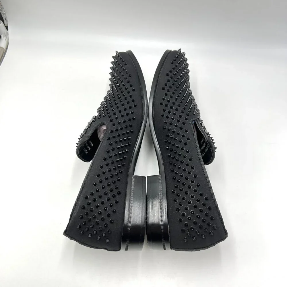 Stacy Adams Mens Size‎ 7.5 7.5M Sabre Black Spiked Studded Slip On Loafers Shoes